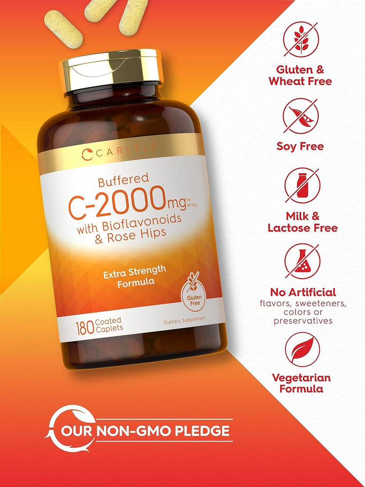 Vitamine C tamponnée 2000 mg par portion | 180 comprimés