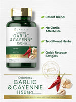 Load image into Gallery viewer, Odorless Garlic &amp; Cayenne 1150 mg | 200 Softgels
