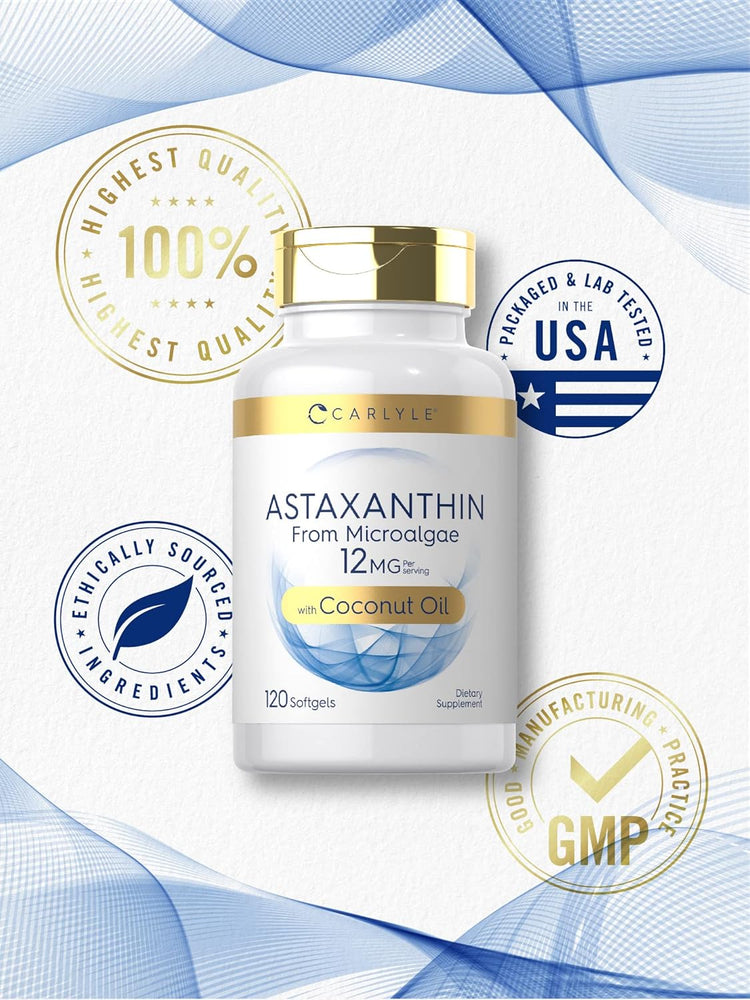 Astaxanthin 12mg pro Portion mit Kokosöl | 120 Weichkapseln