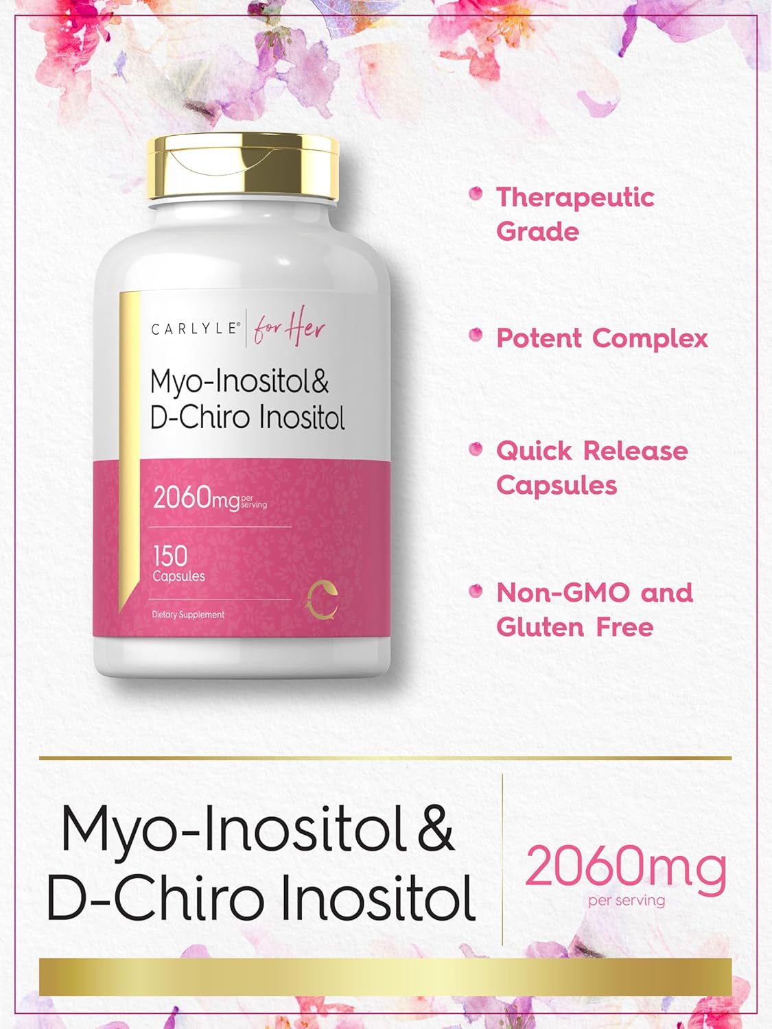 Myo-Inositol & D-Chiro Inositol 2060mg | 150 Capsules