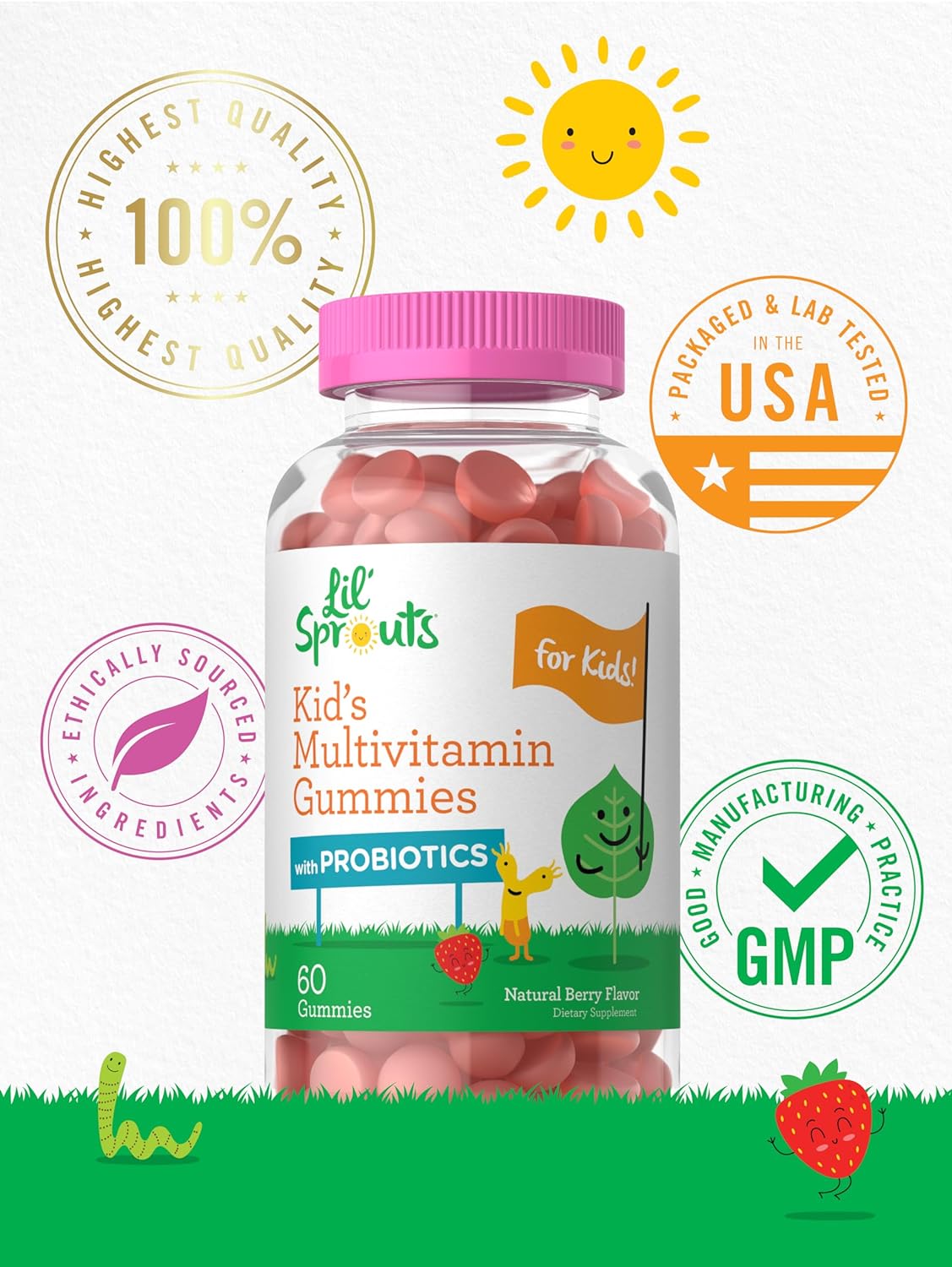 Multivitamin with Probiotics for Kids | 60 Gummies