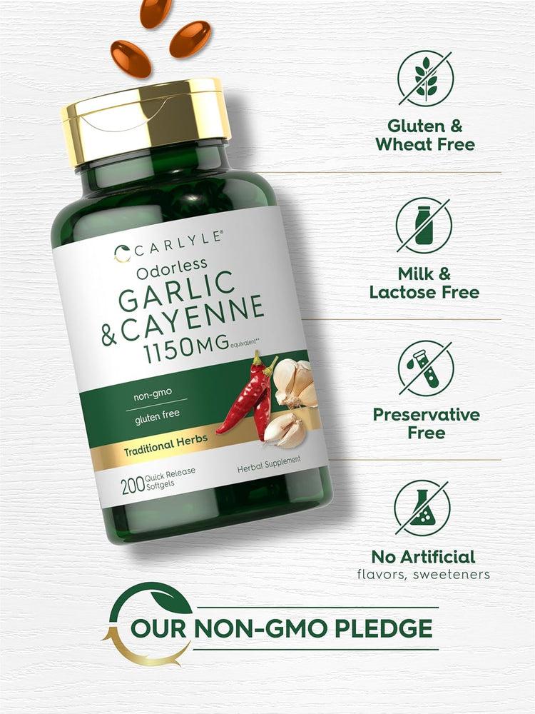 Aglio Inodore & Peperoncino di Cayenna 1150 mg | 200 Softgel