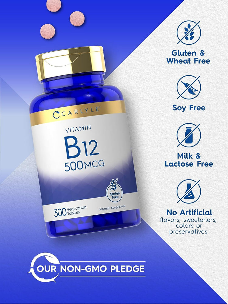 Vitamina B-12 500mcg | 300 Tabletas