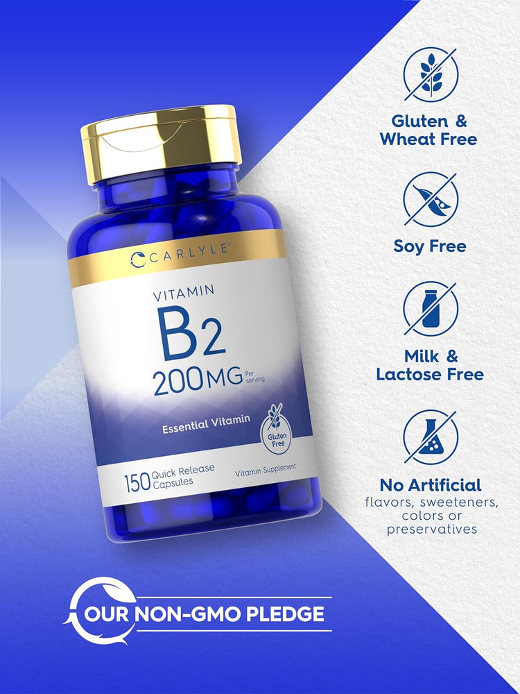 Vitamina B-2 200 mg por porción | 150 Cápsulas