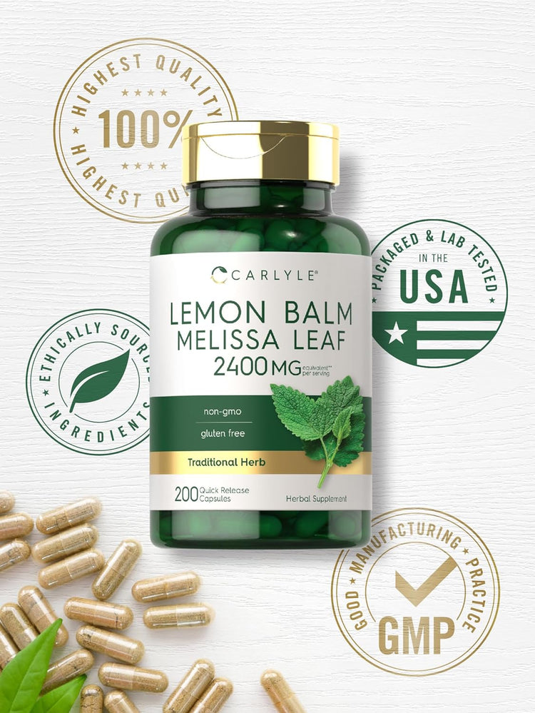 Lemon Balm Melissa Leaf 2400mg per serving | 200 Capsules