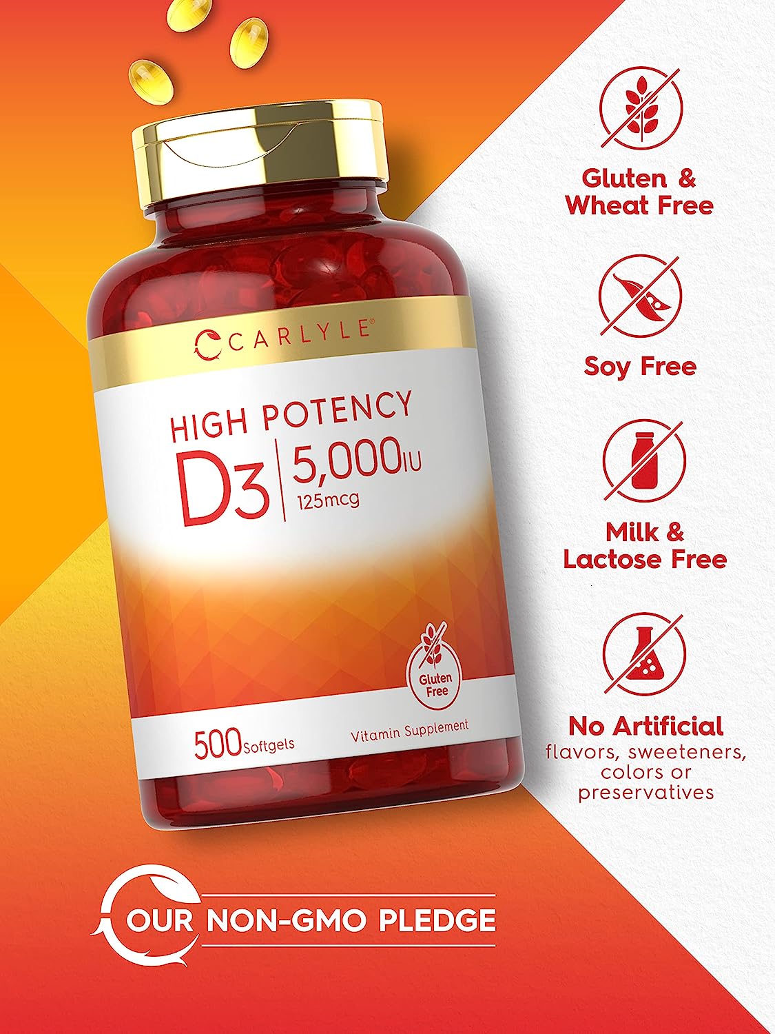 Vitamin D3 5000 IU (125 mcg)  | 500 Softgels