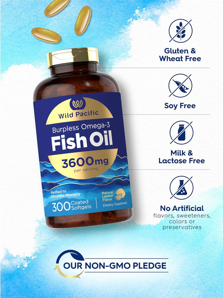 Aceite de Pescado Omega-3 3600 mg por porción | 300 Cápsulas Blandas