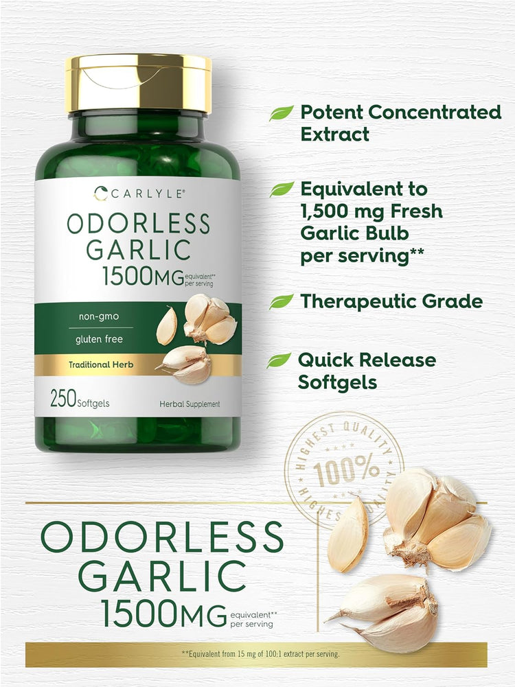 Odorless Garlic 1500mg per serving | 250 Softgels