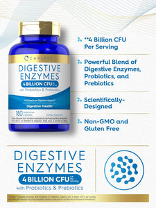 Digestive Enzymes with Probiotics | 180 Capsules