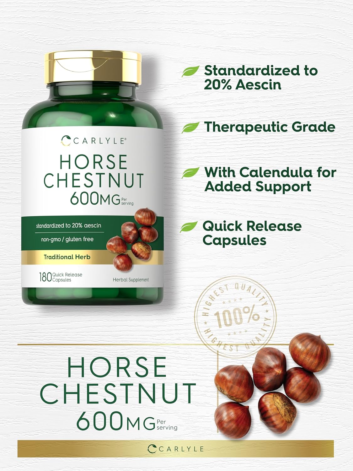 Horse Chestnut 600mg | 180 Capsules