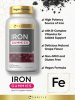 Load image into Gallery viewer, Iron with B-Complex Vitamins | 120 Gummies

