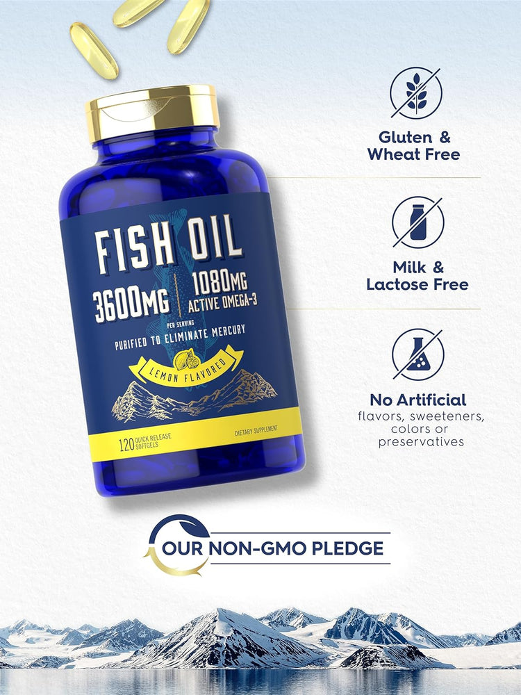 Fish Oil 3600mg with Omega-3 1080mg per serving | 120 Softgels