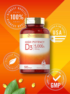 Vitamin D3 5000 IU (125 mcg)  | 500 Softgels