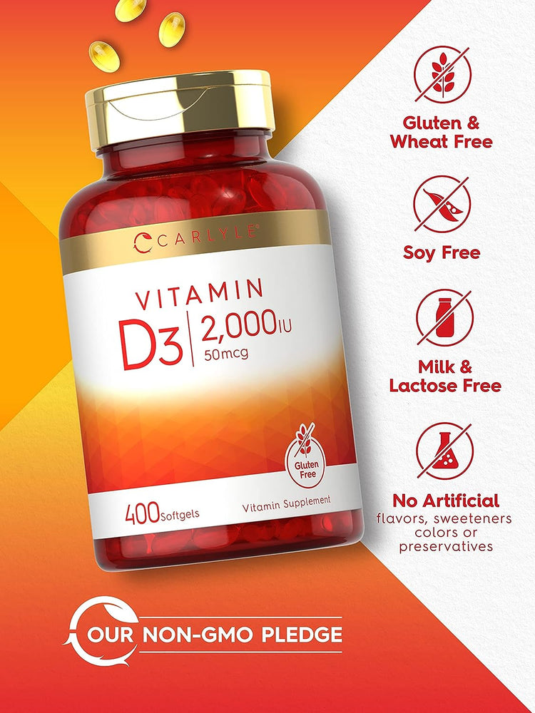 Vitamina D-3 2000 IU | 400 Cápsulas Gelatinosas