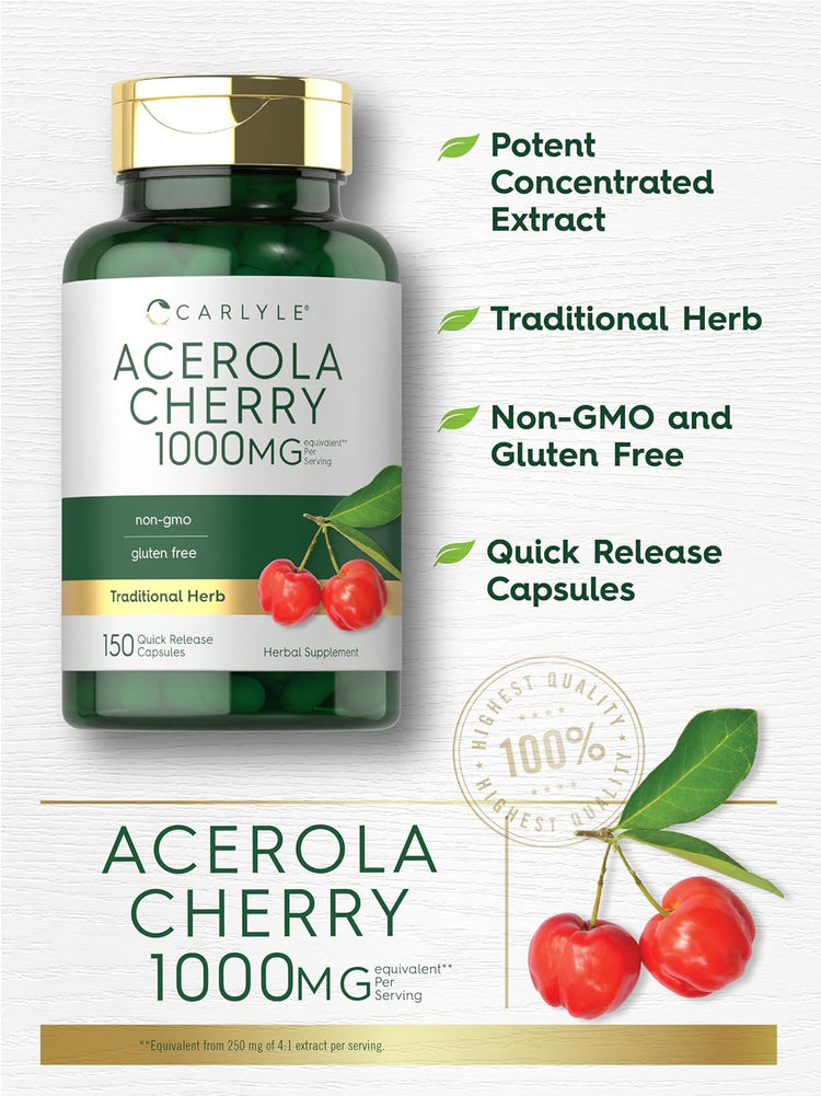 Cereja Acerola 1000mg por porção | 150 Cápsulas