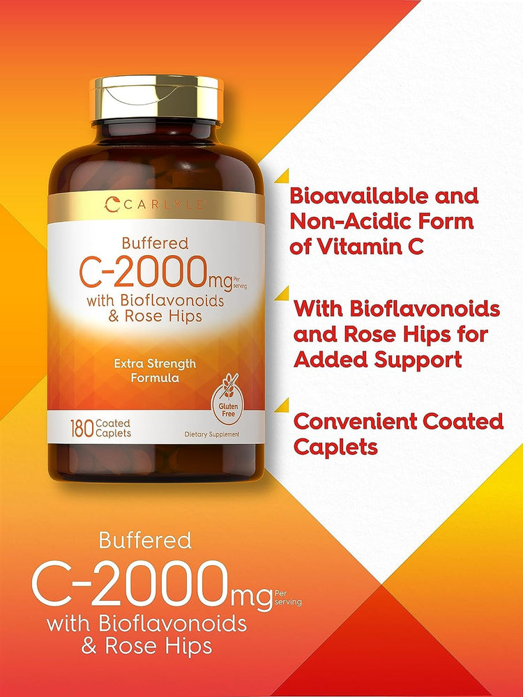 Vitamine C tamponnée 2000 mg par portion | 180 comprimés