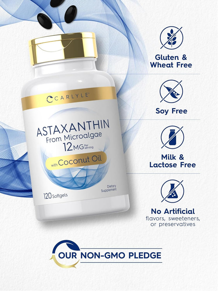 Astaxanthin 12mg pro Portion mit Kokosöl | 120 Weichkapseln