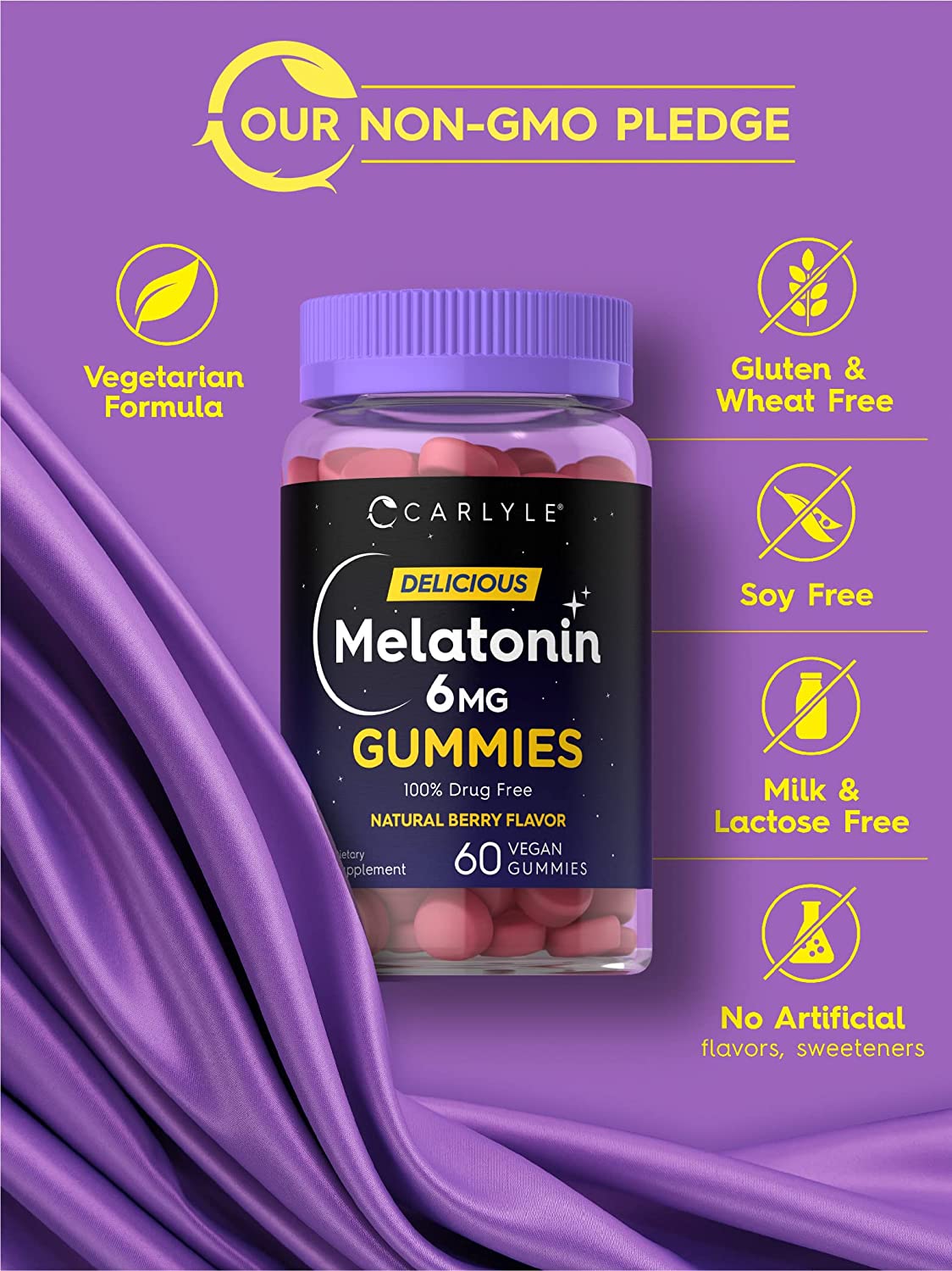 Melatonin 6mg Gummies | Natural Berry Flavor | 60 Gummies
