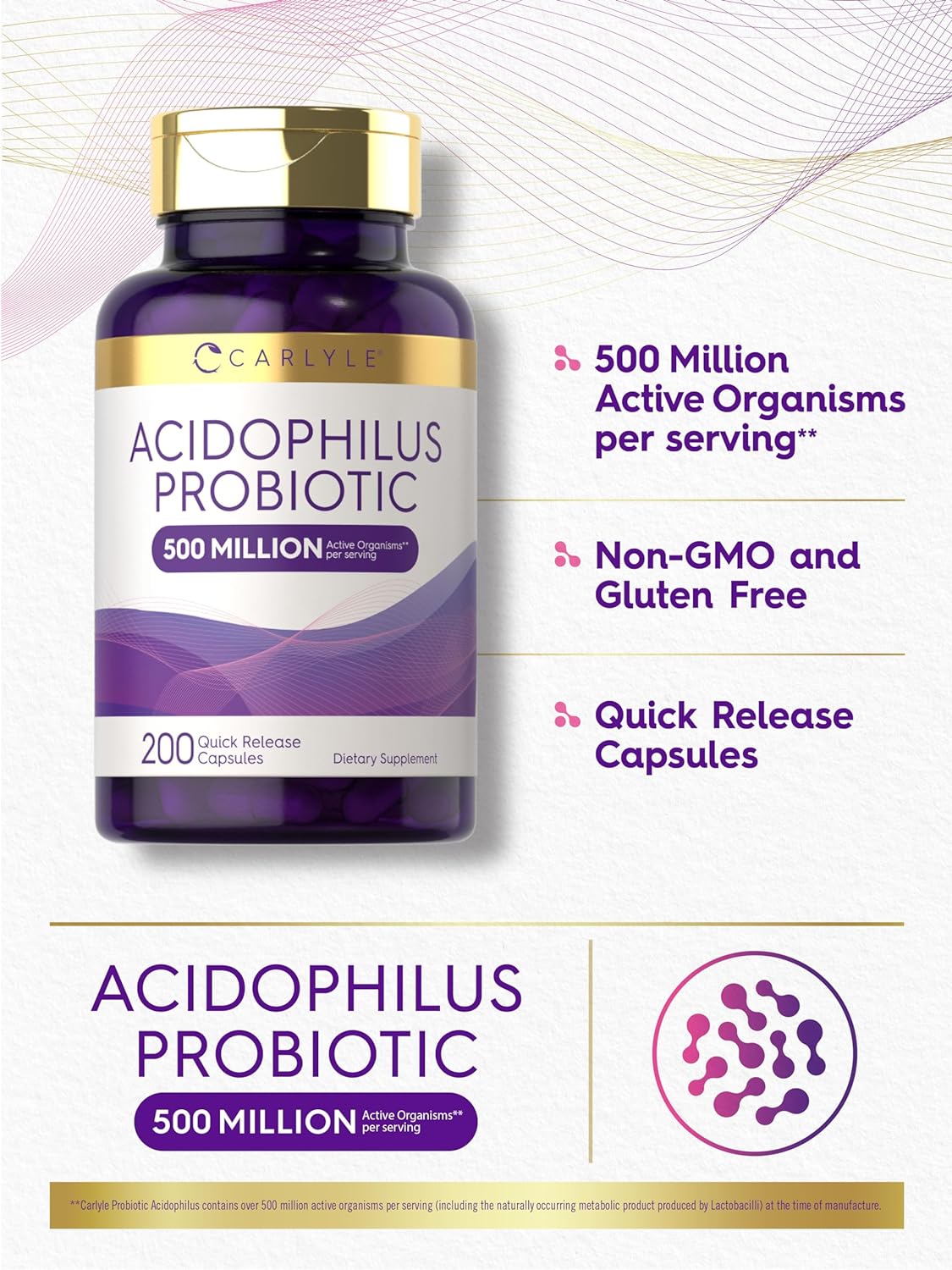 Probiotic Acidophilus 500 Million CFU | 200 Capsules