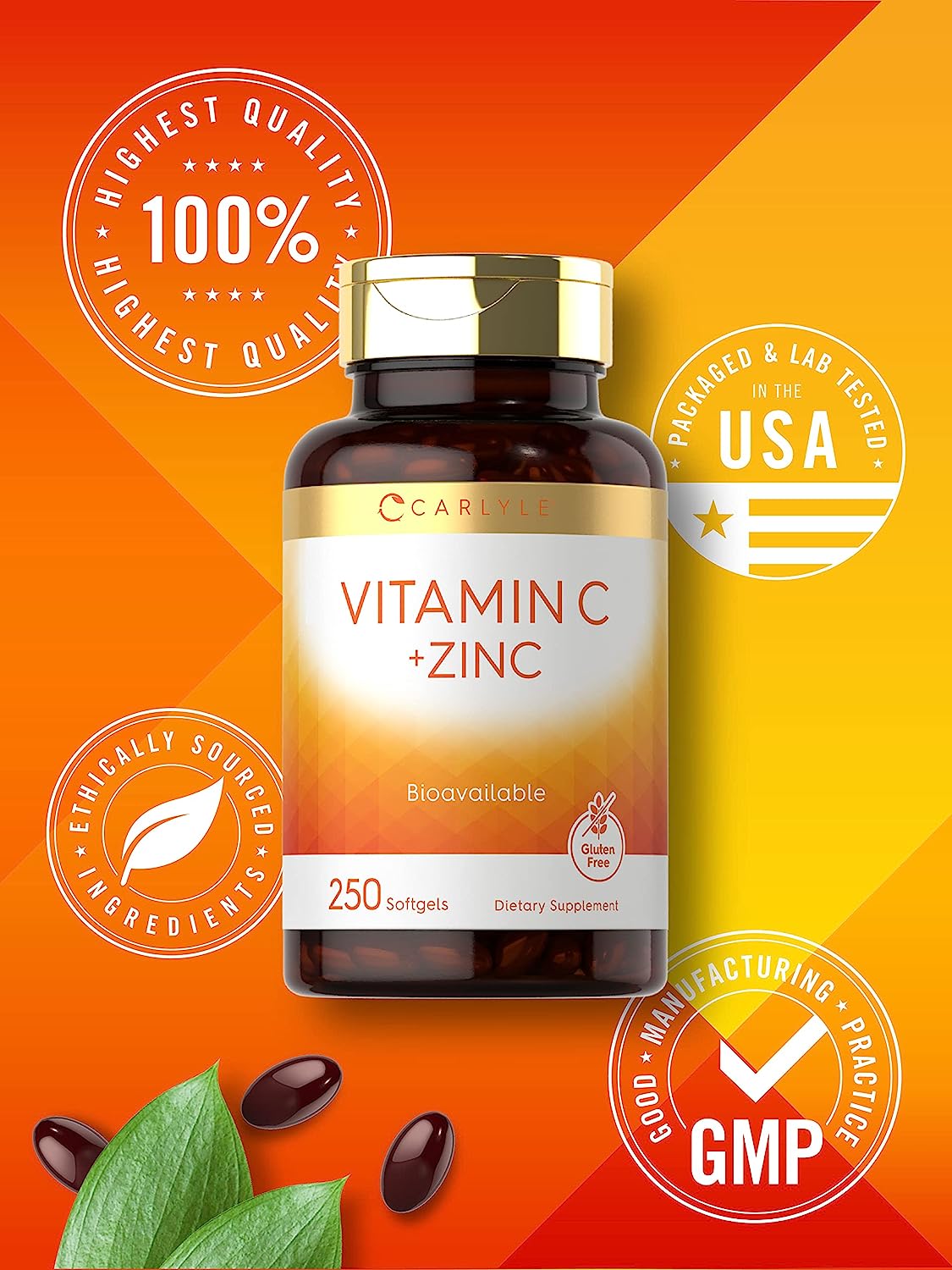 Vitamin C with Zinc 280mg | 250 Softgels