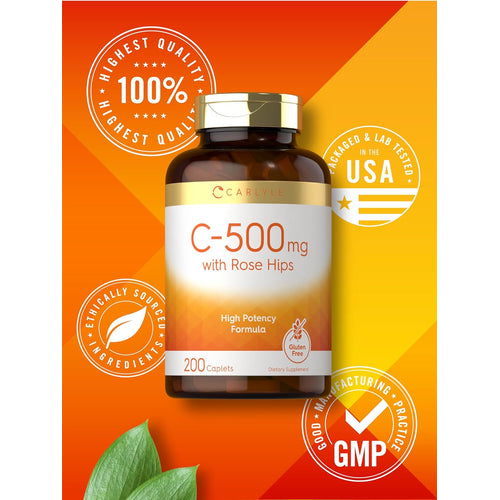 View 12 Vitamin C 500mg per serving with Rose Hips | 200 Tablets