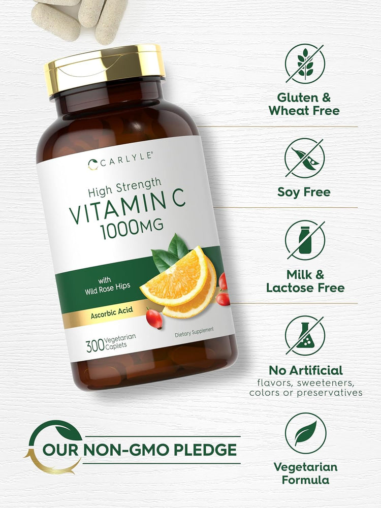 Vitamin C 1000mg per serving with Rose Hips | 300 Caplets