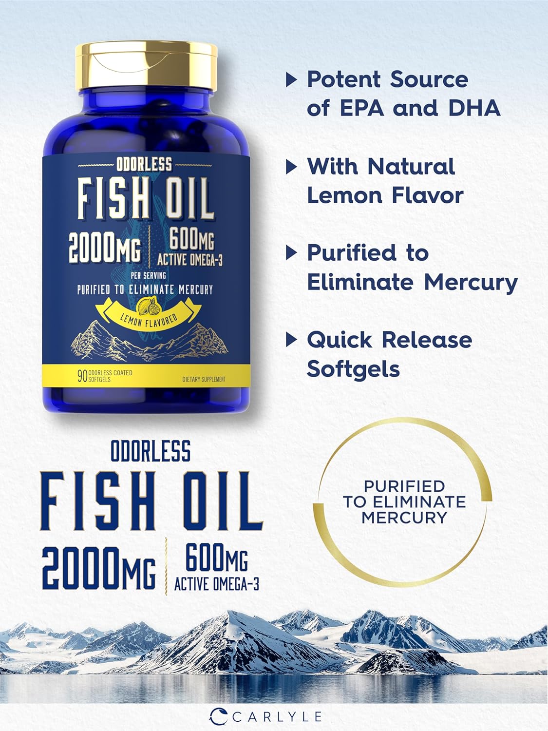 Fish Oil 2000mg | 90 Odorless Softgels