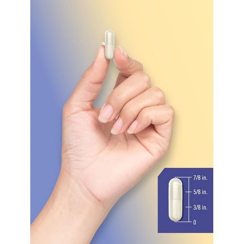 View 8 A single beige capsule on a hand scale, measuring approximately 7/8 inch long, suitable for bulk measurement context.