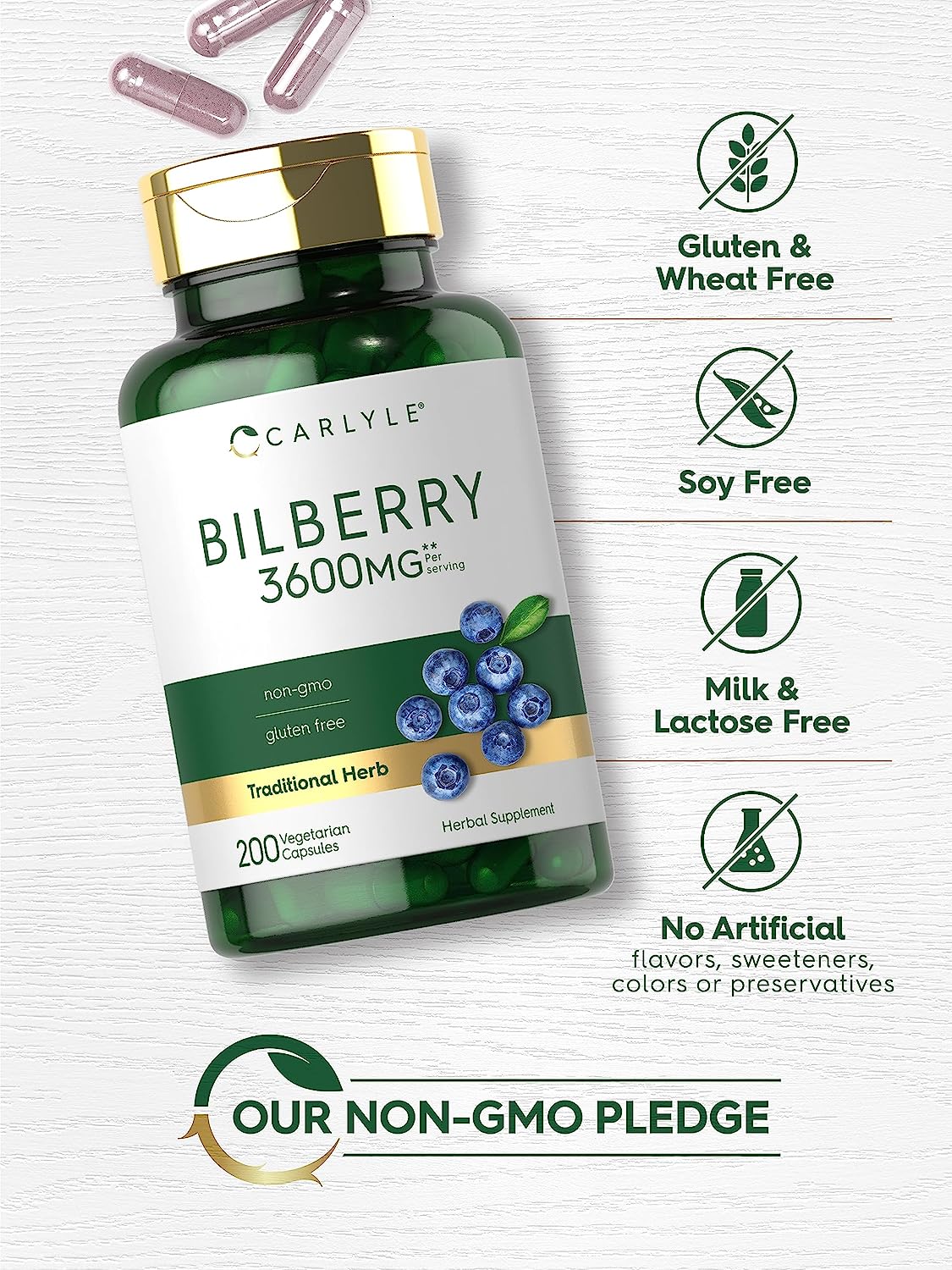 Bilberry Fruit Extract 3600mg | 200 Capsules