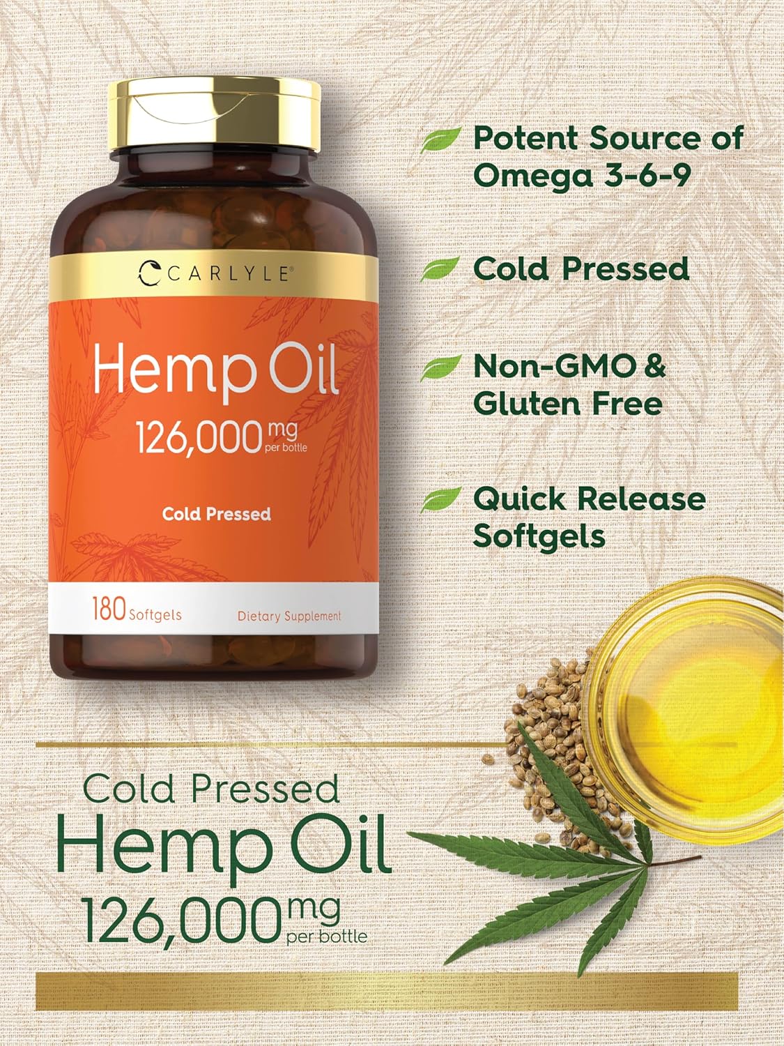 Hemp Oil 126,000mg | 180 Softgels