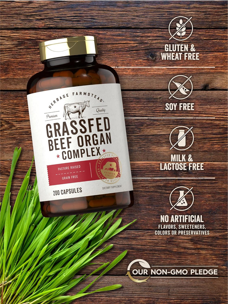 Grass Fed Beef Organs 650mg | 200 Capsules