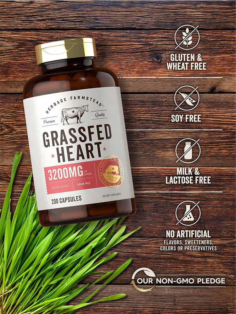 Grass Fed Beef Heart 3200mg per serving | 200 Capsules