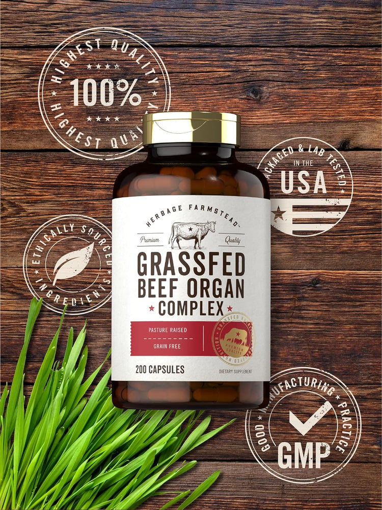 Grass Fed Beef Organs 650mg | 200 Capsules