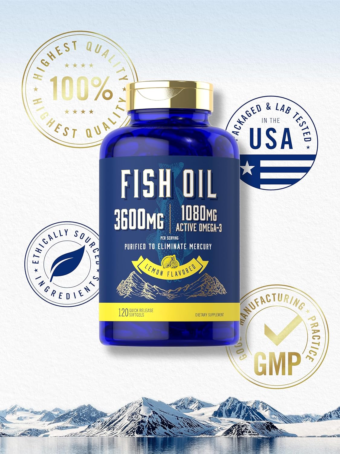Fish Oil 3600mg | 1080mg Omega 3 | 120 Softgels