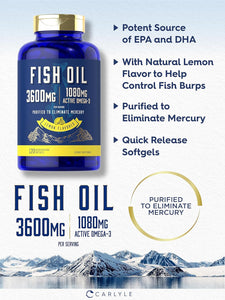 Fish Oil 3600mg | 1080mg Omega 3 | 120 Softgels