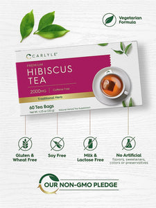Hibiscus Tea Bags | Caffeine Free | 60 Count
