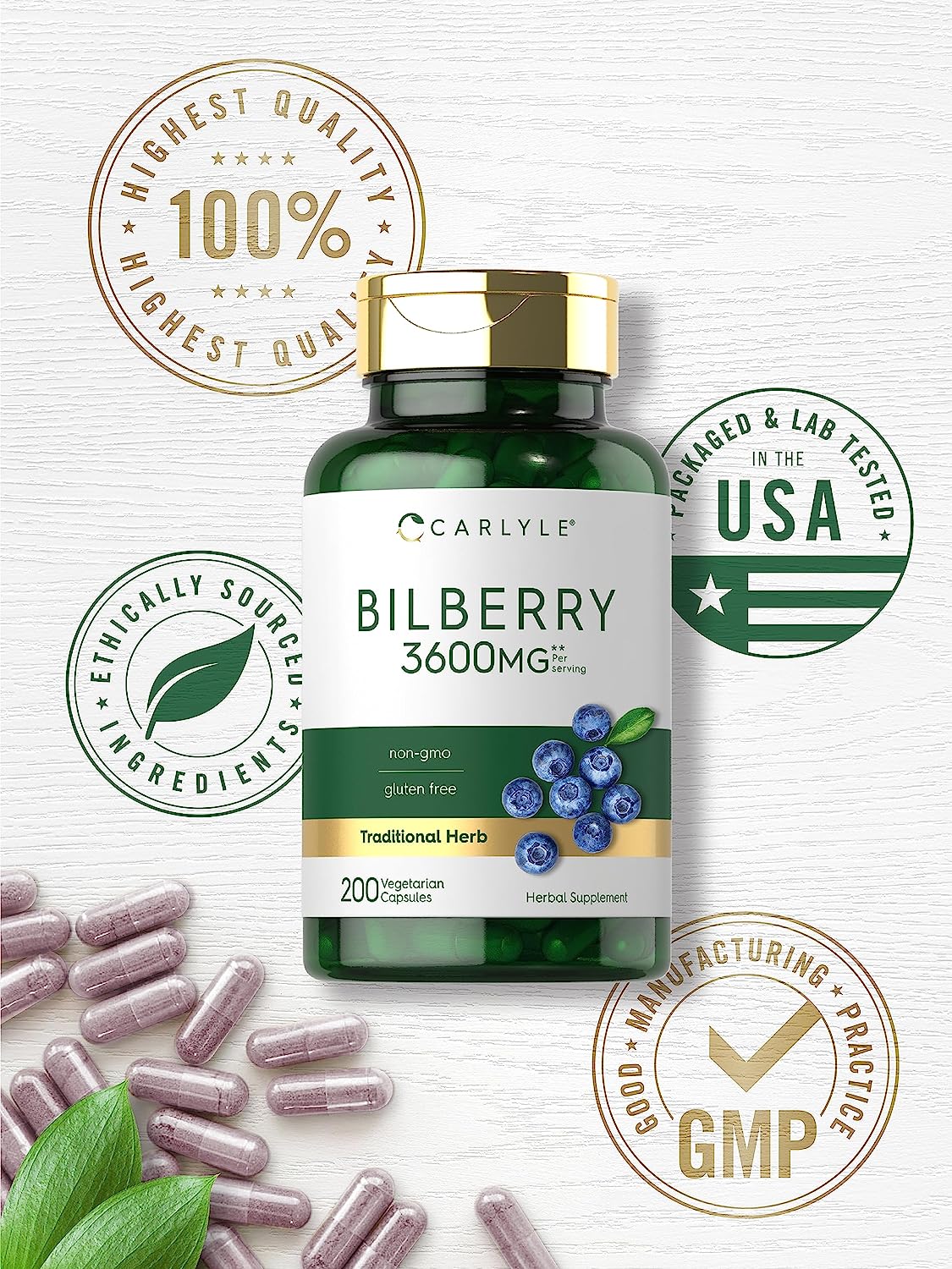 Bilberry Fruit Extract 3600mg | 200 Capsules