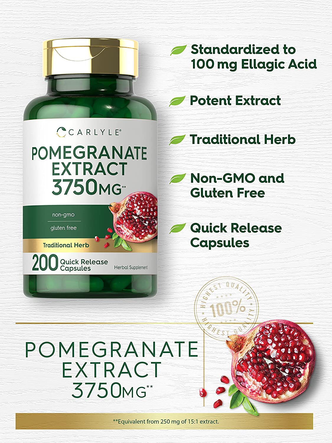 Pomegranate Extract 3750mg | 200 Capsules