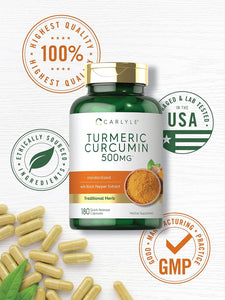 Turmeric Curcumin with Bioperine 500mg | 180 Capsules