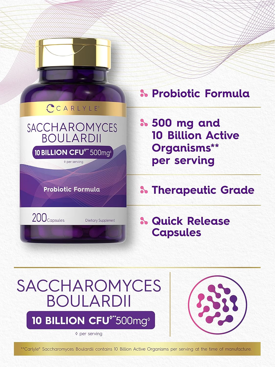 Probiotic Saccharomyces Boulardii 10 Billion CFUs | 200 Capsules