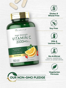 Vitamin C 2000mg with Rose Hips & Bioflavonoids | 150 Caplets