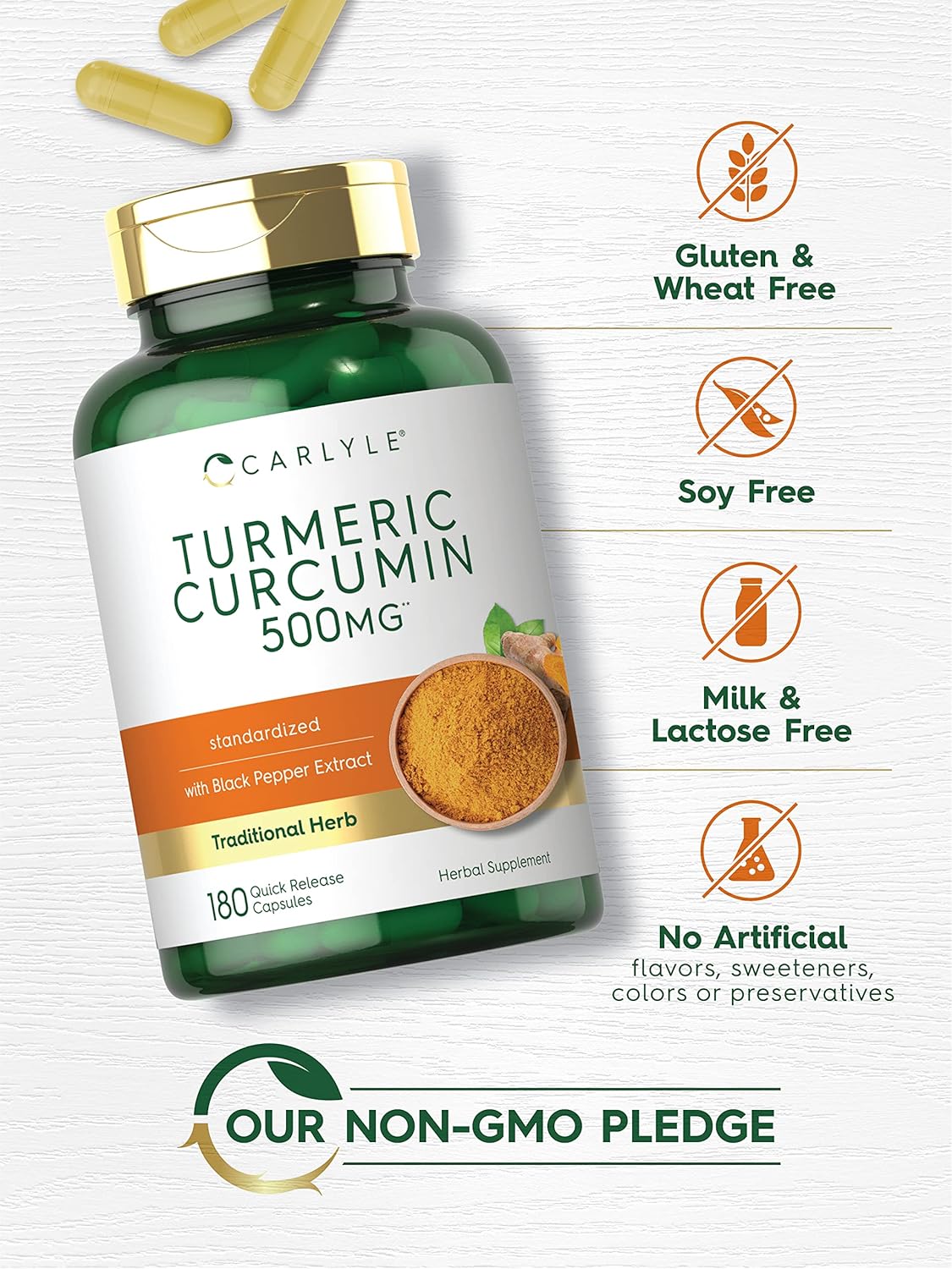 Turmeric Curcumin with Bioperine 500mg | 180 Capsules