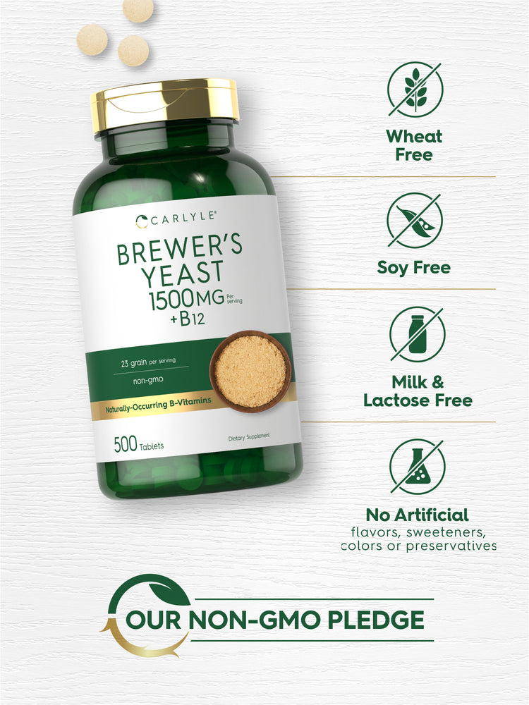 icons indicating Wheat Free, Soy Free, Milk & Lactose Free, No Artificial flavors, sweeteners, colors or preservatives, and OUR NON-GMO PLEDGE