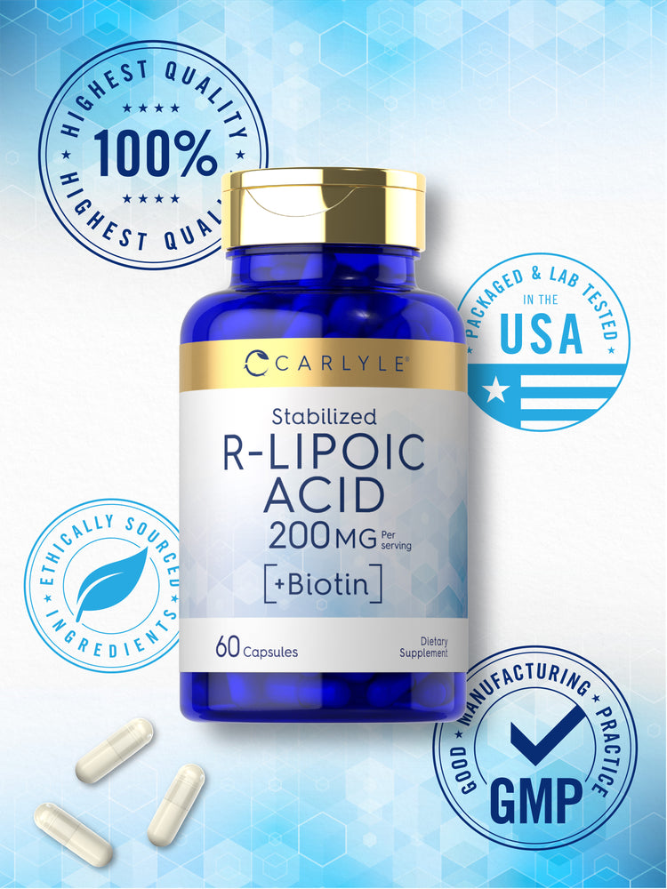 Ácido R-Lipoico 200mg por porção | 60 Cápsulas