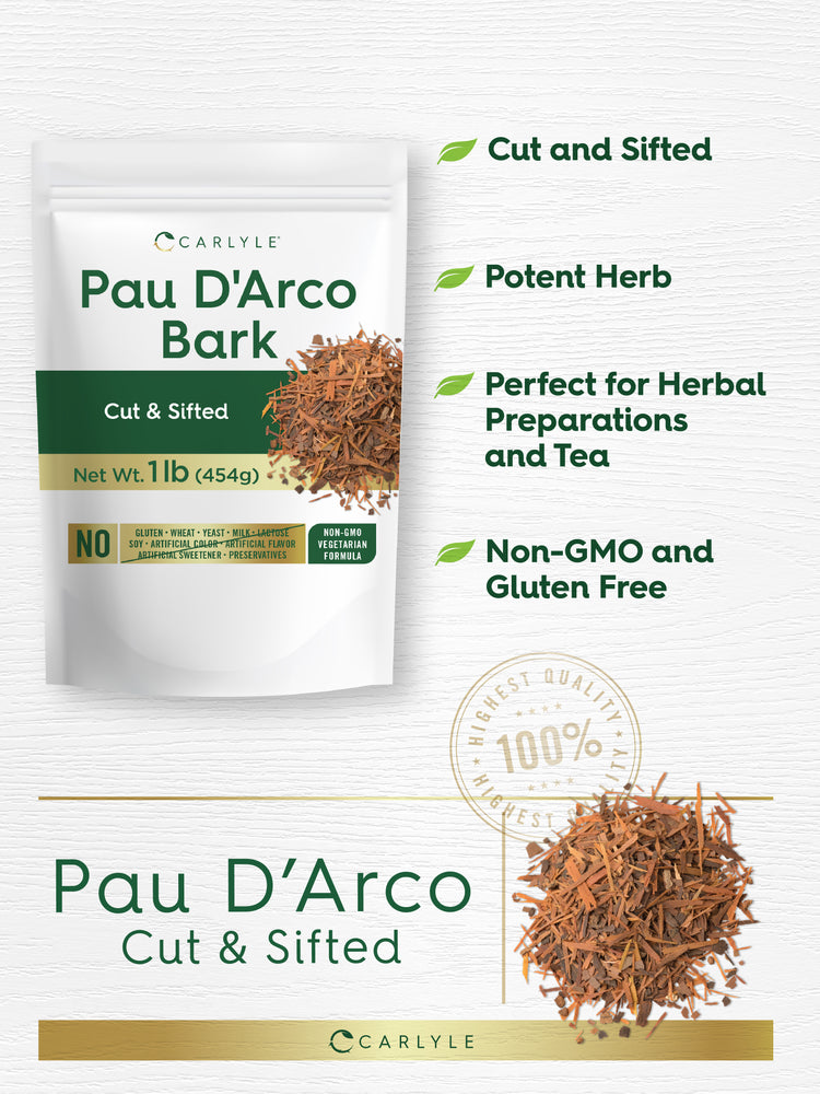 graphic stating Cut and Sifted, Potent Herb, Perfect for Herbal Preparations and Tea, Non-GMO and Gluten Free, 100% Highest Quality