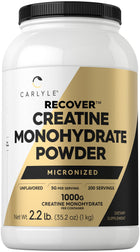 RECOVER™ Creatine Monohydrate Powder, micronized and unflavored, 2.2 lb container, offering 200 servings.