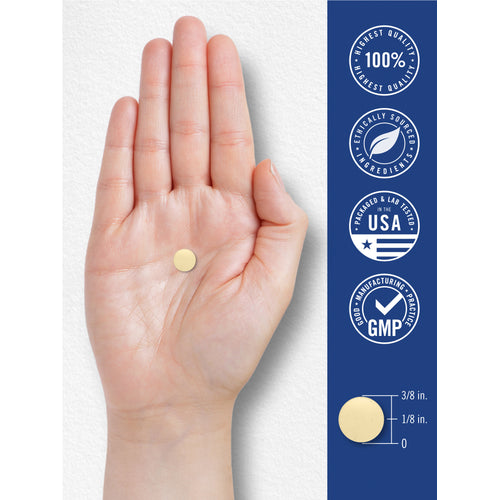 View 4 quality badges stating 100% Highest Quality, Ethically Sourced Ingredients, Packed & Lab Tested in the USA