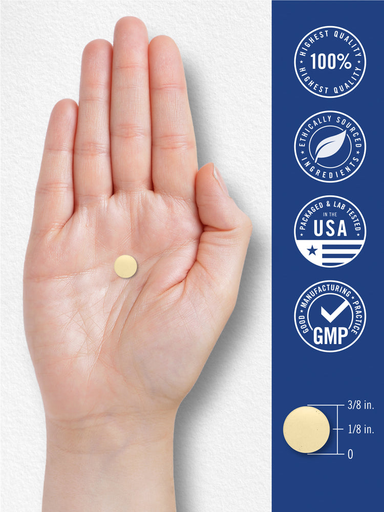 quality badges stating 100% Highest Quality, Ethically Sourced Ingredients, Packed & Lab Tested in the USA