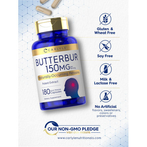 View 9 Bottle with icons indicating Gluten & Wheat Free, Soy Free, Milk & Lactose Free, No Artificial flavors, sweeteners, colors or preservatives