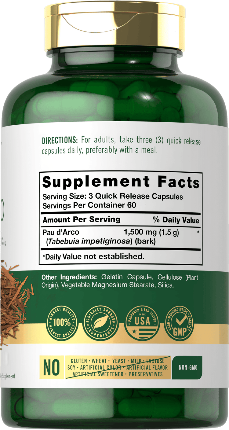 Pau D'Arco 1500mg per serving | 180 Capsules